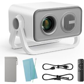 2025 upgraded 360°Adjustable Dual Stand AI Auto Keystone Electric Focus Mini Portable Projector with Bluetooth 5.4, 1080P support Outdoor movie Projector compatible with HDMI/USB/Phone (Gray)