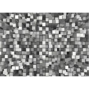7X5FT Cube Block Pattern Photography Backdrop 210x150cm Gray and White Abstract Wall Background for Studio Party Events BY364