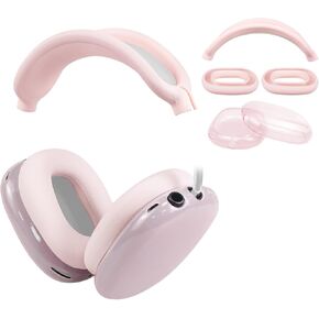 SOULWIT Protective Kit for AirPods Max, Headband Cover + TPU Case Protector + Silicone Ear Pads Cover, Sweatproof Accessory, Easily Washable, Anti-Scratch (Pink)