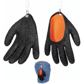 2Pcs Fillet Gloves with Magnet Release Professional Anti-Slip Catch Fish Gloves Puncture Resistant Proof Ice Fishing Glove for Handling Catching Cleaning Hunting Fisherman Textured Grip Accessories