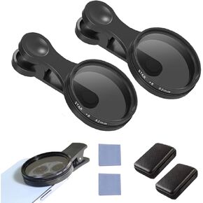 52mm Clip-On Cpl Phone Camera Lens Filter Kit, Circular Polarizer Polarizing Filter Compatible with Most Cell Phones, Cell Phone Lens Polarizing Filter for Iphone with Cleaning Cloth and Case Box(1pcs