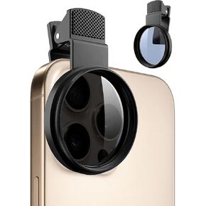 Concept 52mm Clip-On CPL Polarizing Filter for iPhone 16/15/14/13/12/11, Phone Camera Lens Kit with Universal Clip-On Adapter and Protective Case,Camera Kit