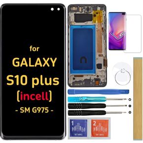 Screen Replacement LCD Display Touch Digitizer Assembly for Samsung Galaxy S10 Plus G975 G975U G975W G 975F/DS 6.4"(Incell Type with Midnight Black)