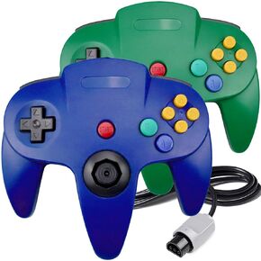 King Smart N64 Controller, Classic Wired N64 Controllers with Upgraded Joystick for Original Nintendo 64 Console (Blue and Green) [nintendo64]
