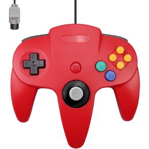 Classic N64 Controller, King Smart Retro Wired N64 Controllers with Upgraded Joystick Compatible N64 System Video Games Console（Red）