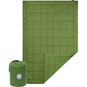 Outdoor Camping Blanket,Lightweight Waterproof Puffy Camping Blanket,Portable Camping Quilt for Travel, Picnic, Hiking,Camping - 77.9" x 55" Military Green