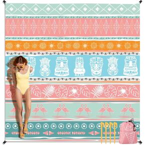 Beach Blanket Waterproof Sandproof Oversized Beach Mat 79" X 83" for 1-4 Adults Compact Lightweight, Extra Large Beach Accessories, Quick Drying Outdoor Picnic Mat, for Travel, Camping, Hiking