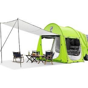 Universal SUV Camping Tent with Spacious Awning, 4000mm Waterproof Car Tent, Up to 4-Person Sleeping Capacity Camping Accessories, Easy Setup for Backpacking Traveling Hiking Outdoors