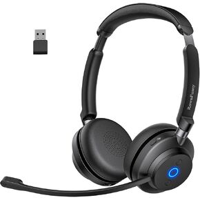 Wireless Headset with Mic for Work, Bluetooth 5.3, Advanced Noise reduction Microphone, & HD Microphone & HiFi Stereo & Ultra Lightweight Comfortable Bluetooth Headphones for PC, Laptop, iPhone,Zoom
