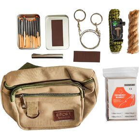 Survival Fire Starter Kit – Stormproof Matches, Waxed Jute Cord, Emergency Blanket, 5-in-1 Paracord Bracelet, Wire Saw & Bag – Fire Kit for Bug Out, Camping, Hiking