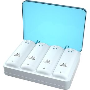 4pcs 2800mAh Rechargeable Wii Remote Controller Batteries, 4-in-1 Wii Remote Battery Charger Station Compatible with Wii Remote Controller