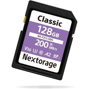 Nextorage 128GB SDXC UHS-I V30 Class 10 Class 3 SD UHS Japanese Brand Camera Accessory for Nikon/Canon/Alpha/Fujifilm F2CL Series NX-F2CL128G