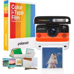 Polaroid Flip Instant Camera with Sonar Autofocus, Retro Design (White) Bundle with Color Film and Film Kit (3 items)