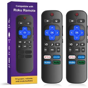 Universal Remote for Roku TV (2-Pack) - Replacement for TCL/Hisense/Sharp/Onn/Insignia Roku TVs, with Shortcut Buttons for Netflix/Prime Video/Hulu/VUDU