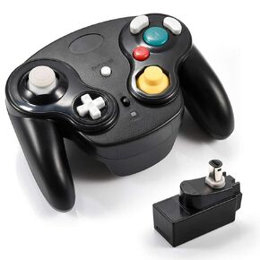 Veanic 2.4g اللاسلكي GameCube Controller Gamepad Gaming Mystick مع جهاز استقبال لـ Nintendo Gamecube ، متوافق مع Wii (أسود)