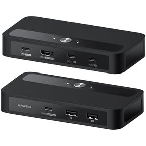 Hagibis KVM Switch 1 Monitor 2 Computers with 100W PD, 4K@120Hz HDMI, USB-C KVM Switcher Hub Sharing Monitor Keyboard Mouse Printer Scanner for Switch2 macOS Windows Linux
