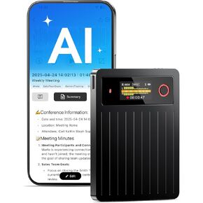 Powerextra AI Voice Recorder 64GB,Note Voice Recorder with GPT-4.0 Free Transcription,AI Summary & Mind Map,36H Battery,100+ Languages for Lectures,Meetings,Calls