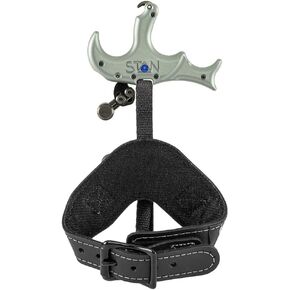 Stan Outdoors Axis 8469 Archery Release Aid, 3-Finger Design, Adjustable Trigger, Sage Green, Leather Wrist Strap, Open Hook, Auto Return