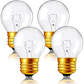 40 Watt Oven Light Bulb, 40W G45 Clear Appliance Blub, 120V E26 Base High Temp Light Bulbs Replacement for Oven Refrigerator Microwave Stove Range Hood, Dimmable, Warm White, 4 Pack