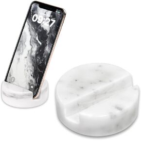 Marble Phone Stand for Desk - Cell Phone Holder for Nightstand Office Decor Compatible with iPhone 17 16 15 Pro Max iPad mini, Telephone Boho White Marble Kitchen Accessories