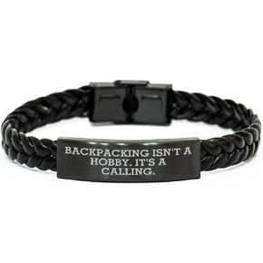 Gifts from the Trail, Backpacking Isn't A Hobby. It's A Calling., Interlaced Leather Bracelet Valentine's Unique Gift for Backpacking Enthusiasts, Unique and Inspirational
