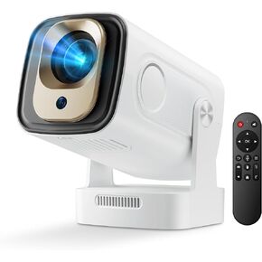 Mini Projector 4K مع WiFi Bluetooth 5.4 - جهاز عرض ذكي محمول لغرفة النوم والسينما المنزلية ، معتمد من Netflix ، Outo Keystone ، Android 11 ، التحكم الصوتي ، Air Mouse Remote (Hy300ultra)