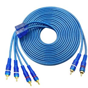 RCA Car Audio Cable Y Splitter Adapter Cord 2 Channel to 4 Channel Twisted Pair Cable OFC Full Shielded with Noise Reduction，2 Male to 4 Male RCA Car Audio Interconnect Cable (5M)