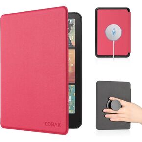 CoBak Case with Fold-Back Magnetic Cover for 7" Kindle Paperwhite 12th Gen 2024 and Kindle Colorsoft - for PopSockets Grip, Compatible with iPhone MagSafe and Anker Wireless Charging Pads, Auto Wake