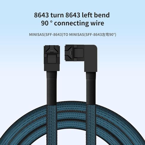 SFF-8643 to SFF-8643 SAS Cable (2Pack 1M/3.28FT) 12Gbps 90-Degree Left-Angle Shielded Host-to-Host Direct-Attach Cable for Servers, RAID Controllers in Saudi Arabia