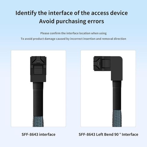 SFF-8643 to SFF-8643 SAS Cable (2Pack 1M/3.28FT) 12Gbps 90-Degree Left-Angle Shielded Host-to-Host Direct-Attach Cable for Servers, RAID Controllers in Saudi Arabia