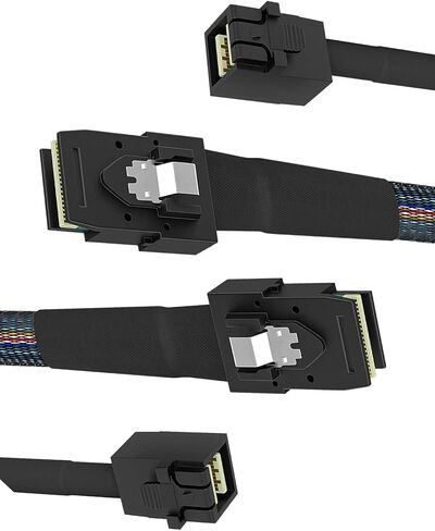 SFF-8643 to SFF-8643 SAS Cable (2Pack 1M/3.28FT) 12Gbps 90-Degree Left-Angle Shielded Host-to-Host Direct-Attach Cable for Servers, RAID Controllers in Saudi Arabia