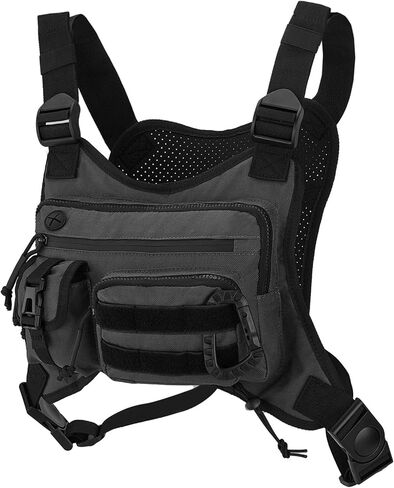 Tactical Chest Bag for Men, Running Vest Lightweight Adjustable EDC Sport Front Chest Pack Extra Storage Pouch for Workouts Cycling Hiking Outdoor in Saudi Arabia