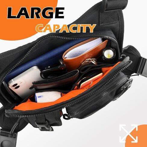 Tactical Chest Bag for Men, Running Vest Lightweight Adjustable EDC Sport Front Chest Pack Extra Storage Pouch for Workouts Cycling Hiking Outdoor in Saudi Arabia
