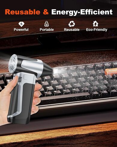Electric Air Duster 180000RPM, Super Power Cordless Air Blower, Rechargeable Brushless Motor, 3-Speed Adjustable Compressed Air Duster for PC, Keyboard, Car, Home, Outdoor in Saudi Arabia