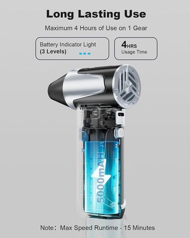 Electric Air Duster 180000RPM, Super Power Cordless Air Blower, Rechargeable Brushless Motor, 3-Speed Adjustable Compressed Air Duster for PC, Keyboard, Car, Home, Outdoor in Saudi Arabia