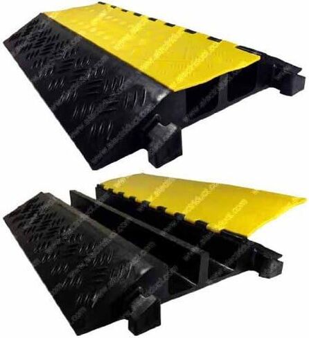 Electriduct 3 Channel Extreme Rubber Cable Protector 2" Diameter Ramp Black Base/Yellow Lid in Kuwait