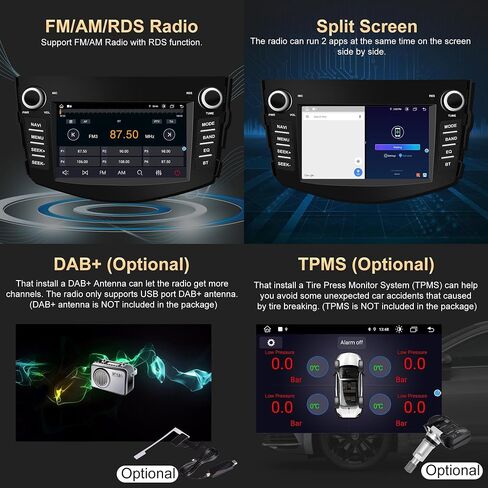 Car Multimedia GPS Navigation for Toyota RAV4 2006-2012 Double Din Android 11 Auto Radio Stereo CarPlay Support 4K Video (DVD Player, 7 inch Octa Core 4GB RAM 64GB ROM) in Kuwait