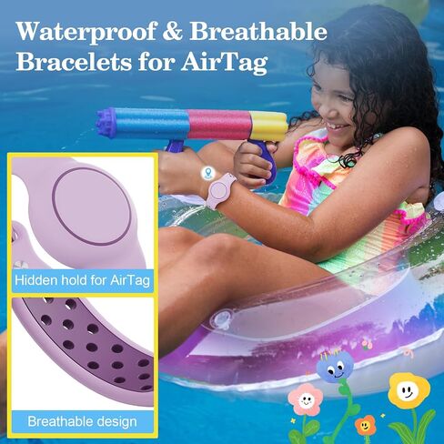 أساور مقاومة للماء متوافقة مع Airtag for Kids ، حاملان من السيليكون مع معصم تصميم خفي متوافق مع Airtag للطفل ، حامل GPS المتنفس للأطفال PWP in Kuwait