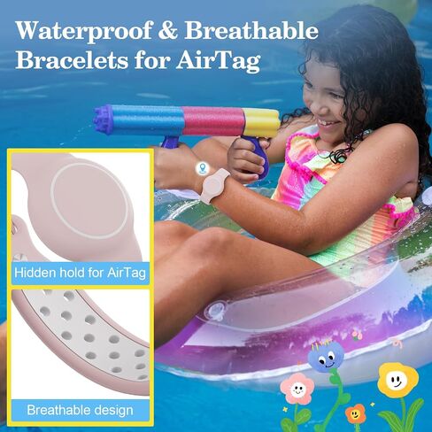 أساور مقاومة للماء متوافقة مع Airtag for Kids ، حاملان من السيليكون مع معصم تصميم خفي متوافق مع Airtag للطفل ، حامل GPS المتنفس للأطفال PWP in Kuwait