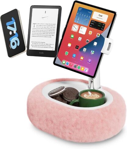 Viozon Tablet Pillow Stand,Kindle Pillow Stand, Compatible with 4-11" Tablet/Phone with Small Bowl, Kindle Holder Accessories,Idea for Reading and Video Watching On Bed,Pink in Saudi Arabia