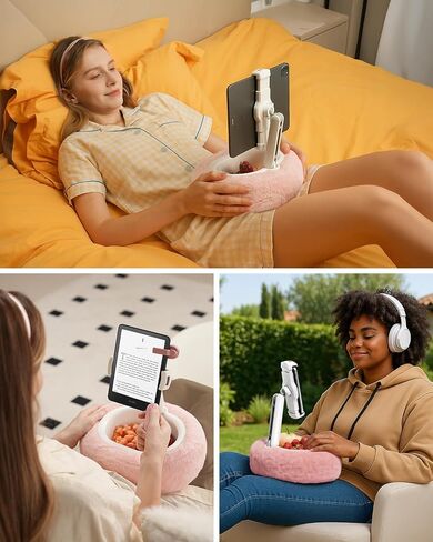 Viozon Tablet Pillow Stand,Kindle Pillow Stand, Compatible with 4-11" Tablet/Phone with Small Bowl, Kindle Holder Accessories,Idea for Reading and Video Watching On Bed,Pink in Saudi Arabia
