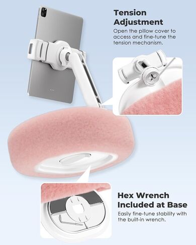 Viozon Tablet Pillow Stand,Kindle Pillow Stand, Compatible with 4-11" Tablet/Phone with Small Bowl, Kindle Holder Accessories,Idea for Reading and Video Watching On Bed,Pink in Saudi Arabia