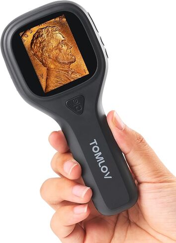 TOMLOV P10 Evo Digital Coin Microscope with 2" IPS Screen, 20X Handheld Lighted Magnifier for Adults Kids, Portable Jewelers Loupe, Compatible with Windows/macOS, Black in Saudi Arabia