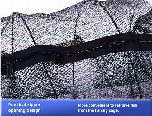 Portable Collapsible Crab Traps, Foldable Crabbing Nets for Lobster, Shrimp, Carp, Crayfish, Galvanized Steel Wire, Polyethylene Mesh in Saudi Arabia