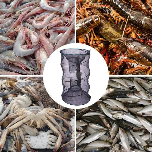 Portable Collapsible Crab Traps, Foldable Crabbing Nets for Lobster, Shrimp, Carp, Crayfish, Galvanized Steel Wire, Polyethylene Mesh in Saudi Arabia