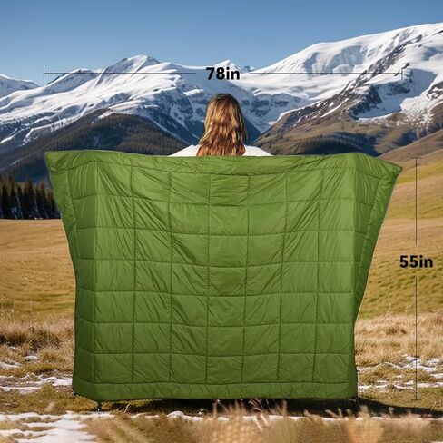 Outdoor Camping Blanket,Lightweight Waterproof Puffy Camping Blanket,Portable Camping Quilt for Travel, Picnic, Hiking,Camping - 77.9" x 55" Military Green in Saudi Arabia