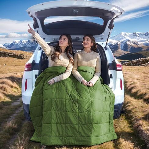 Outdoor Camping Blanket,Lightweight Waterproof Puffy Camping Blanket,Portable Camping Quilt for Travel, Picnic, Hiking,Camping - 77.9" x 55" Military Green in Saudi Arabia
