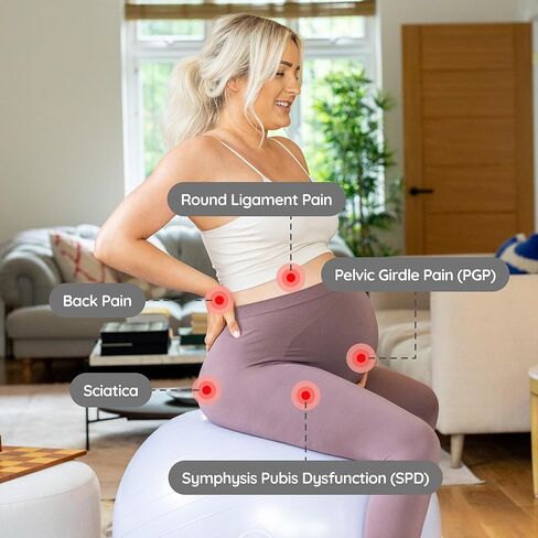 BABYGO Birthing Ball - Pregnancy Yoga Labor & Exercise Ball & Book Set Trimester Targeting, Maternity Physio, Birth & Recovery Plan Included Anti Burst Eco Friendly Lavender 65cm in Kuwait