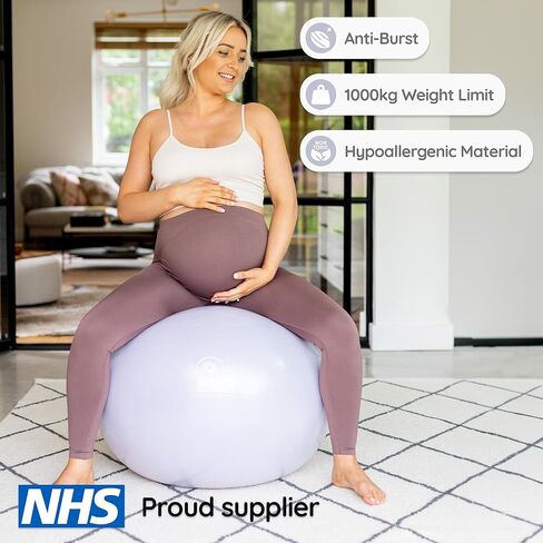BABYGO Birthing Ball - Pregnancy Yoga Labor & Exercise Ball & Book Set Trimester Targeting, Maternity Physio, Birth & Recovery Plan Included Anti Burst Eco Friendly Lavender 65cm in Kuwait