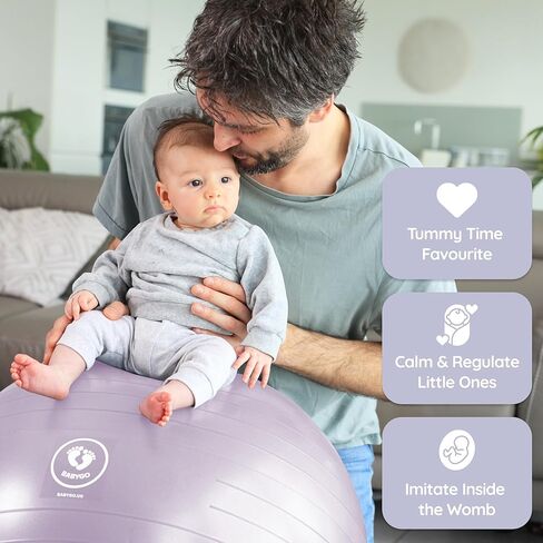 BABYGO Birthing Ball - Pregnancy Yoga Labor & Exercise Ball & Book Set Trimester Targeting, Maternity Physio, Birth & Recovery Plan Included Anti Burst Eco Friendly Lavender 65cm in Kuwait